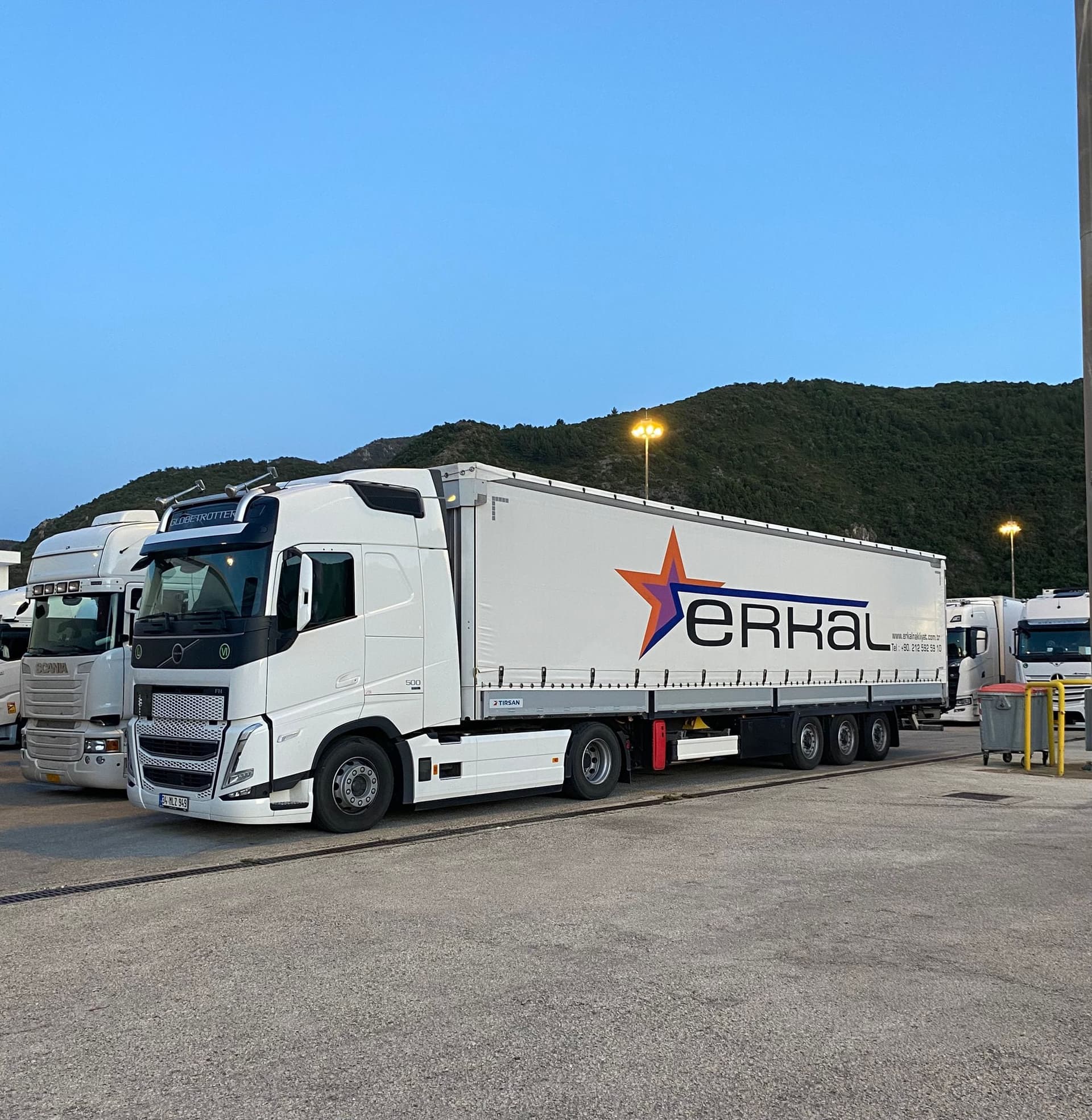 Erkal Nakliyat truck in evening yard operation
